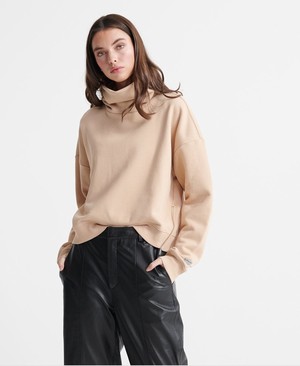 Superdry Desert Cipzár Funnel Neck Loopback Női Pulóver Bézs | RGFWS7094